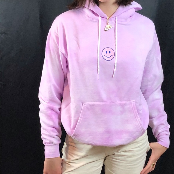 Purple Tie dye smiley face hoodie - Picture 2 of 3